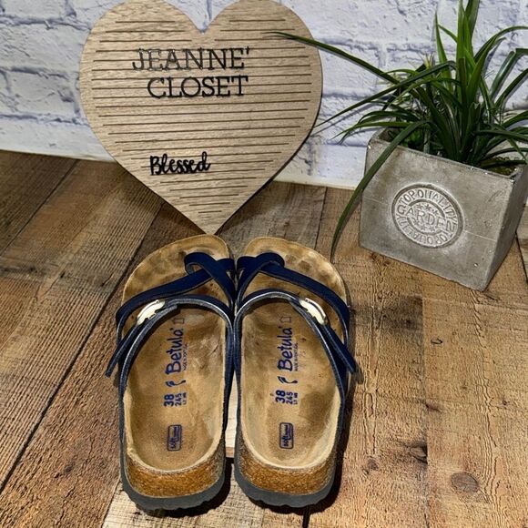 Birkenstock Betula Womens Mia Leather Loop Toe Sandals sz 38 L 7 Soft Footbed - Picture 5 of 8